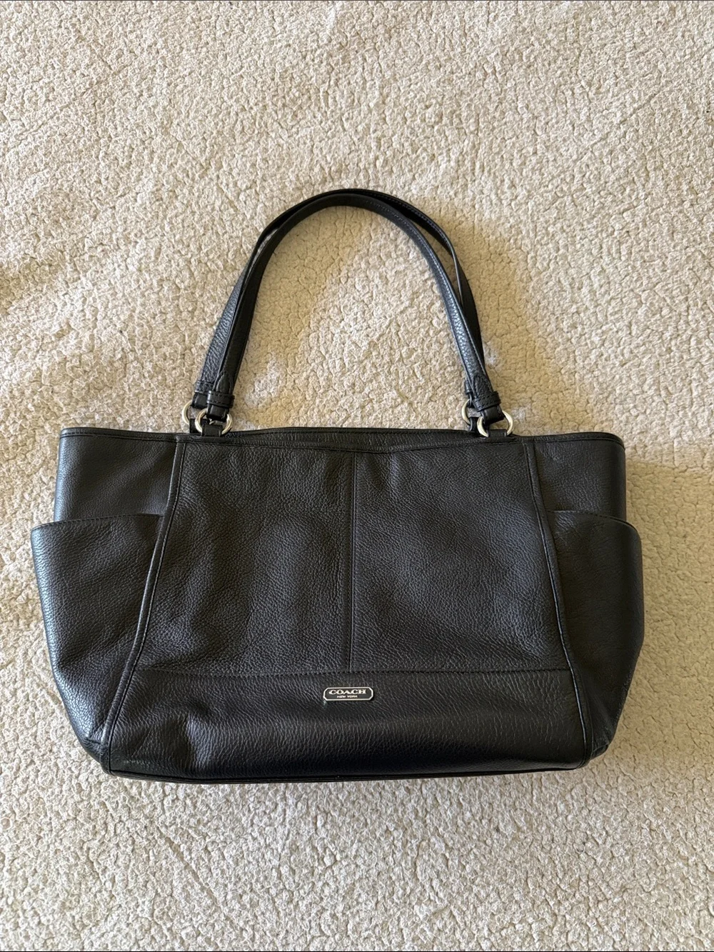 Coach Black Pebbled Leather Shoulder Tote